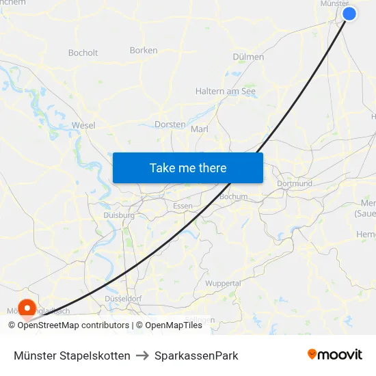 Münster Stapelskotten to SparkassenPark map