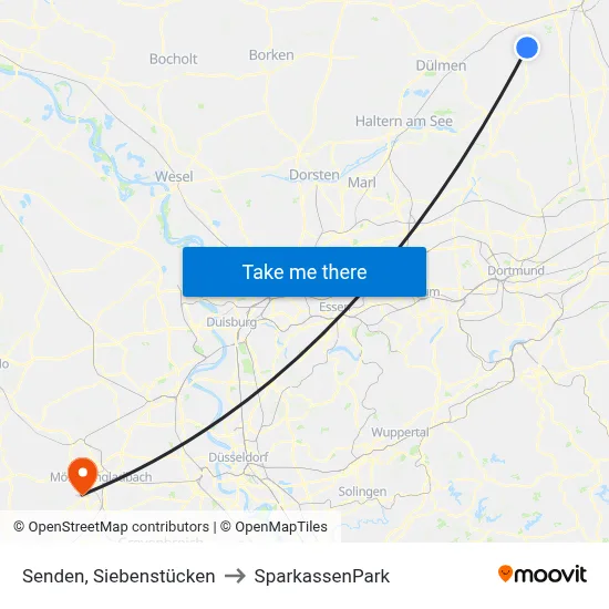 Senden, Siebenstücken to SparkassenPark map