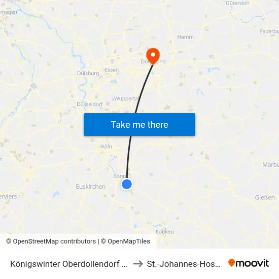 Königswinter Oberdollendorf Nord to St.-Johannes-Hospital map