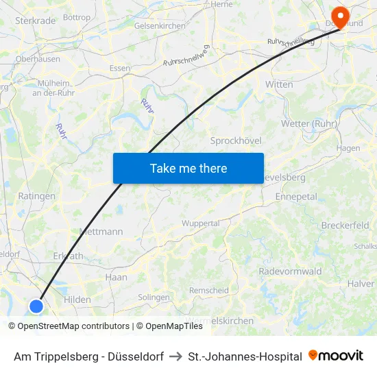 Am Trippelsberg - Düsseldorf to St.-Johannes-Hospital map