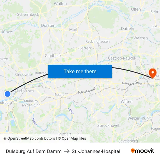 Duisburg  Auf Dem Damm to St.-Johannes-Hospital map
