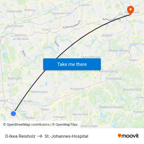 D-Ikea Reisholz to St.-Johannes-Hospital map