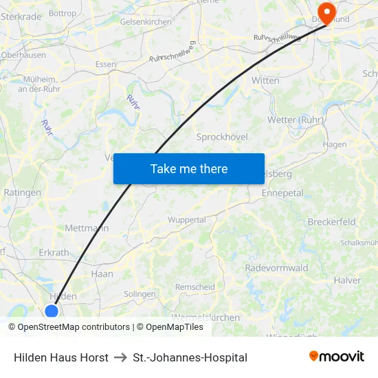Hilden Haus Horst to St.-Johannes-Hospital map