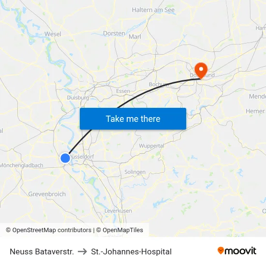 Neuss Bataverstr. to St.-Johannes-Hospital map
