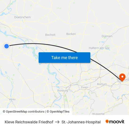 Kleve Reichswalde Friedhof to St.-Johannes-Hospital map