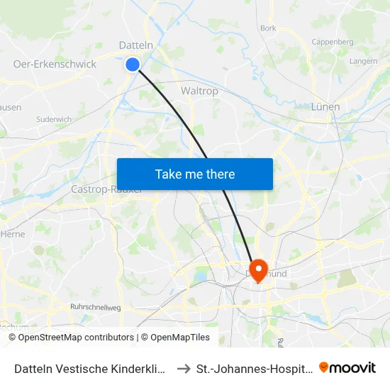 Datteln Vestische Kinderklinik to St.-Johannes-Hospital map