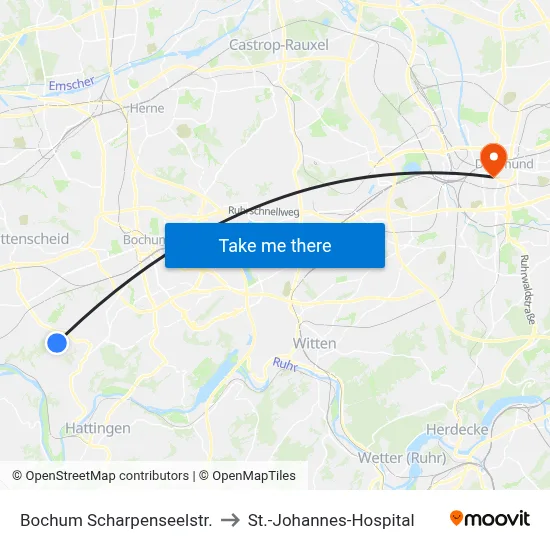 Bochum Scharpenseelstr. to St.-Johannes-Hospital map