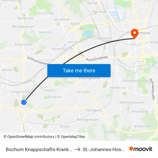 Bochum Knappschafts-Krankenh. to St.-Johannes-Hospital map