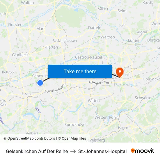 Gelsenkirchen Auf Der Reihe to St.-Johannes-Hospital map