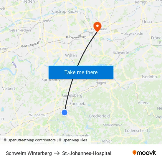 Schwelm Winterberg to St.-Johannes-Hospital map