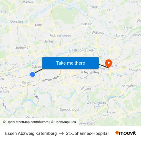 Essen Abzweig Katernberg to St.-Johannes-Hospital map