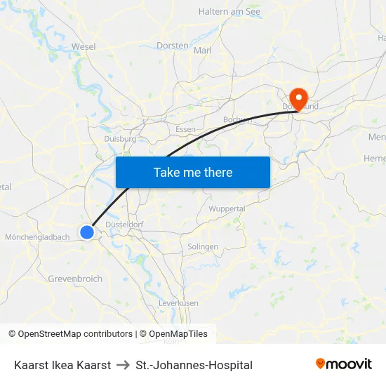 Kaarst Ikea Kaarst to St.-Johannes-Hospital map