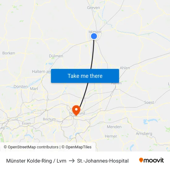 Münster Kolde-Ring / Lvm to St.-Johannes-Hospital map
