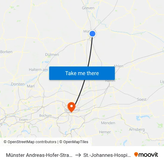 Münster Andreas-Hofer-Straße to St.-Johannes-Hospital map