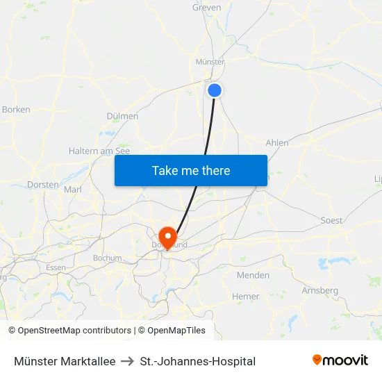 Münster Marktallee to St.-Johannes-Hospital map