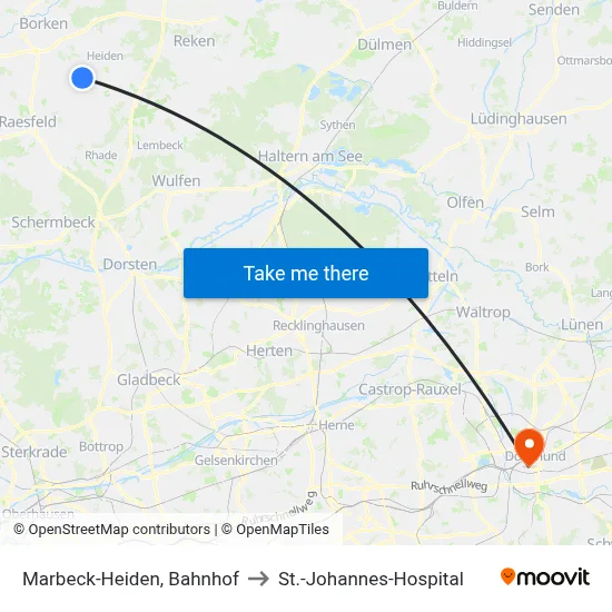 Marbeck-Heiden, Bahnhof to St.-Johannes-Hospital map