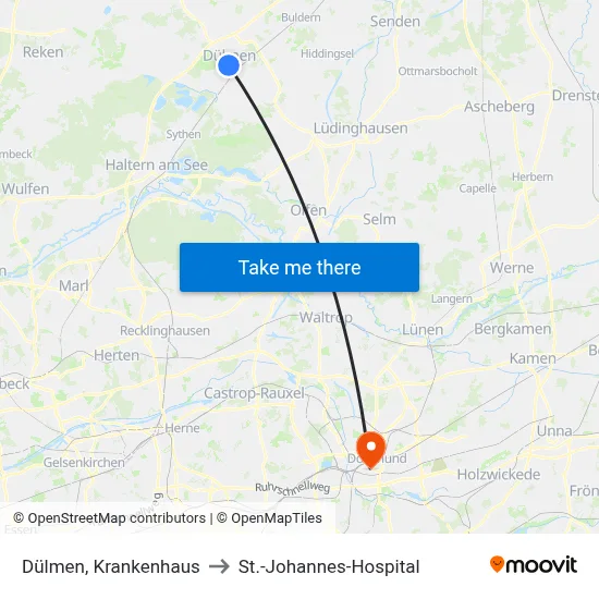 Dülmen, Krankenhaus to St.-Johannes-Hospital map