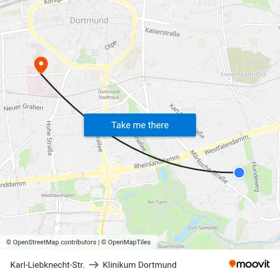 Karl-Liebknecht-Str. to Klinikum Dortmund map