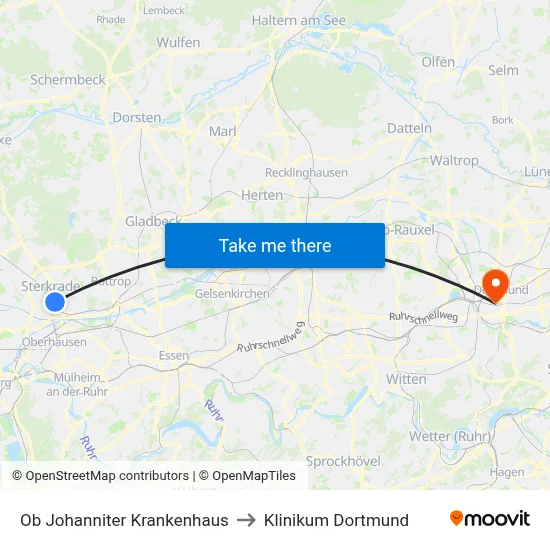Ob Johanniter Krankenhaus to Klinikum Dortmund map