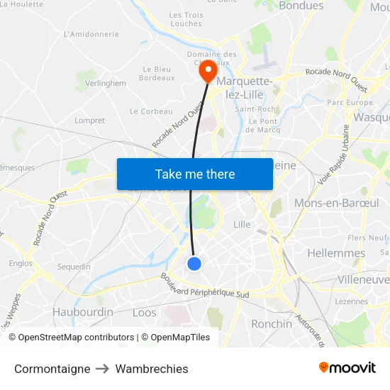 Cormontaigne to Wambrechies map