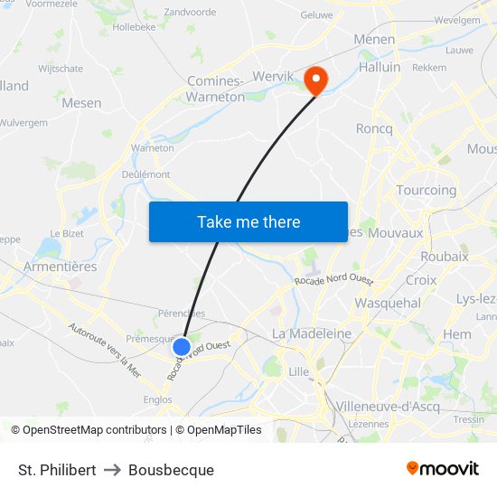 St. Philibert to Bousbecque map