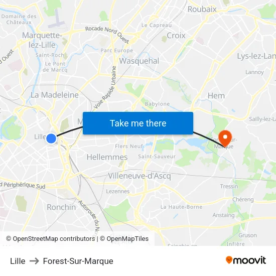 Lille to Forest-Sur-Marque map