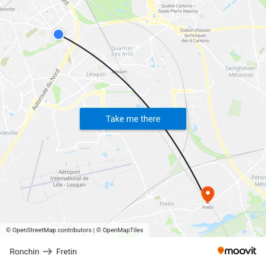 Ronchin to Fretin map