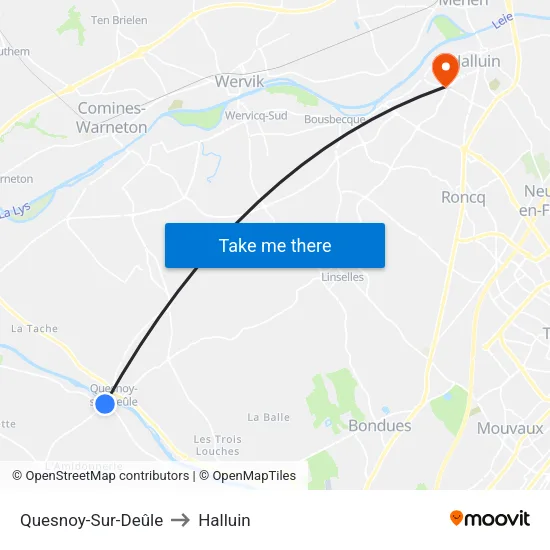 Quesnoy-Sur-Deûle to Halluin map