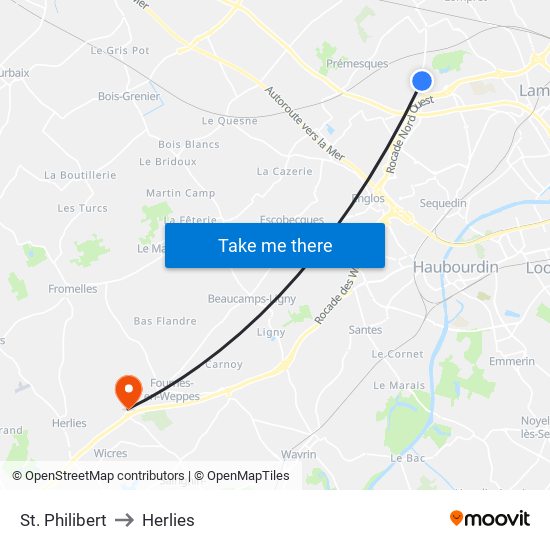 St. Philibert to Herlies map