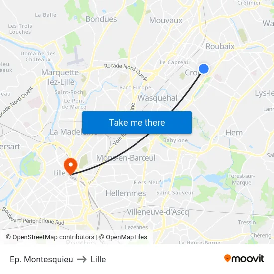 Ep. Montesquieu to Lille map