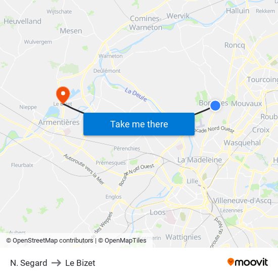 N. Segard to Le Bizet map