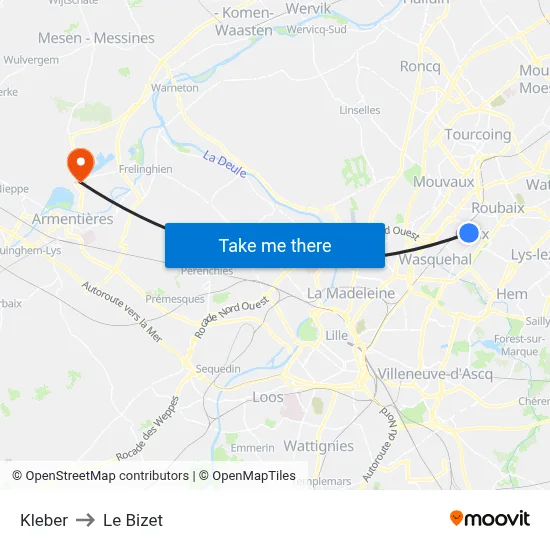 Kleber to Le Bizet map