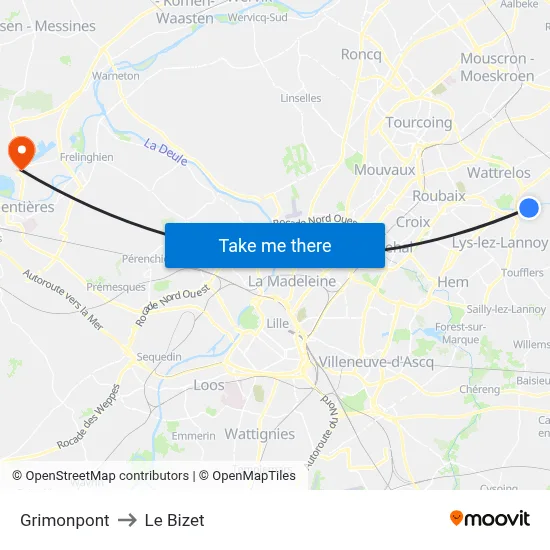 Grimonpont to Le Bizet map