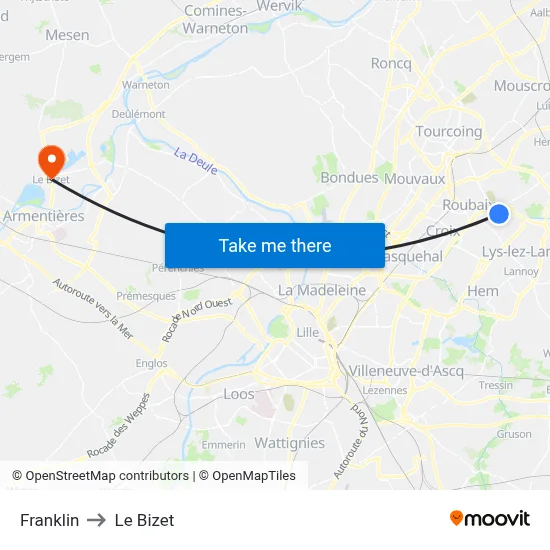 Franklin to Le Bizet map