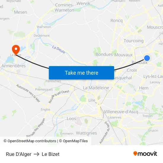 Rue D'Alger to Le Bizet map