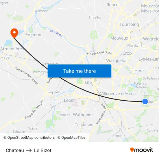 Chateau to Le Bizet map