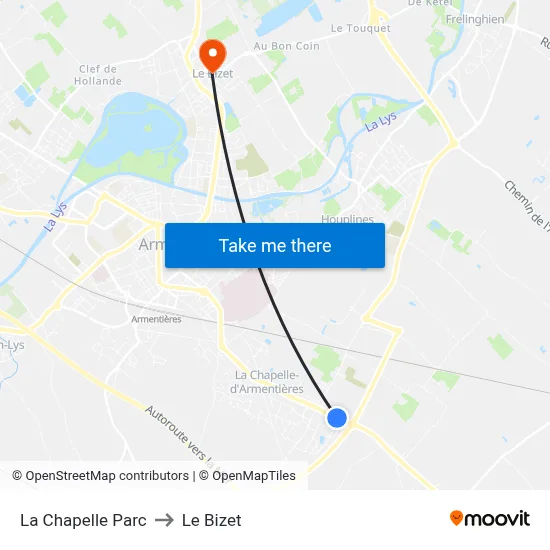 La Chapelle Parc to Le Bizet map