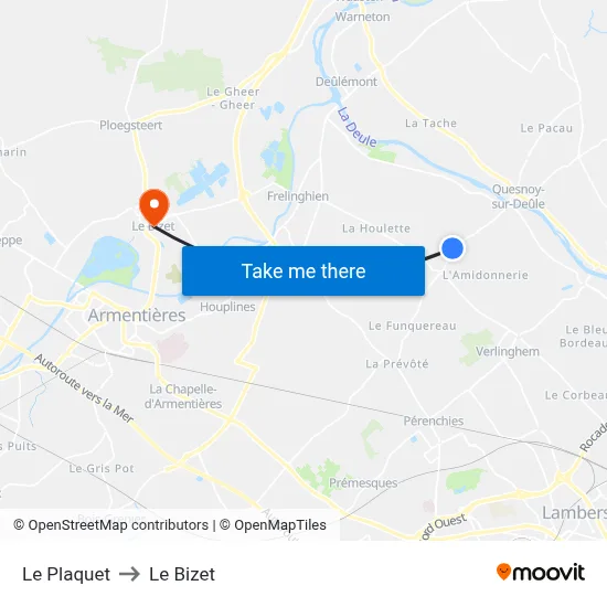 Le Plaquet to Le Bizet map