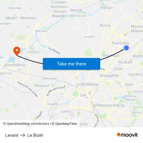 Levant to Le Bizet map
