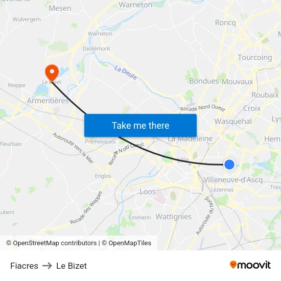 Fiacres to Le Bizet map