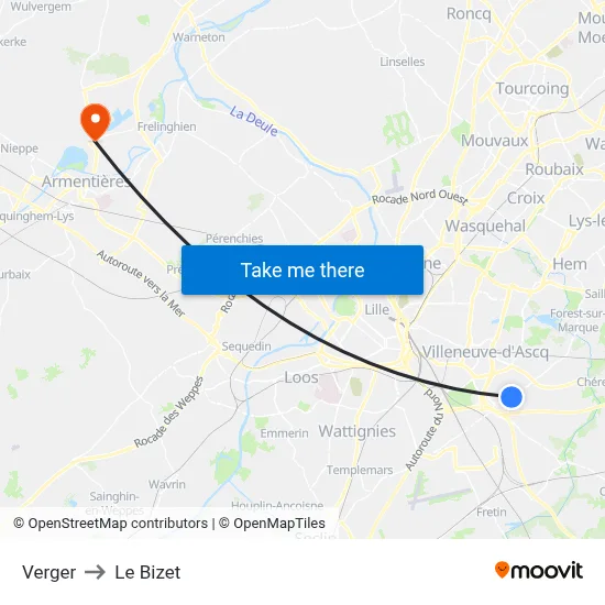 Verger to Le Bizet map