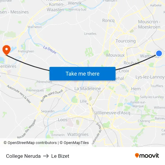 College Neruda to Le Bizet map