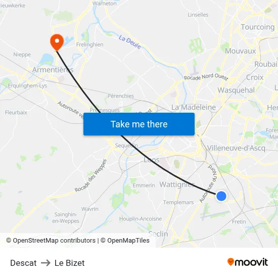 Descat to Le Bizet map