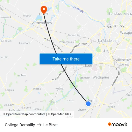 College Demailly to Le Bizet map