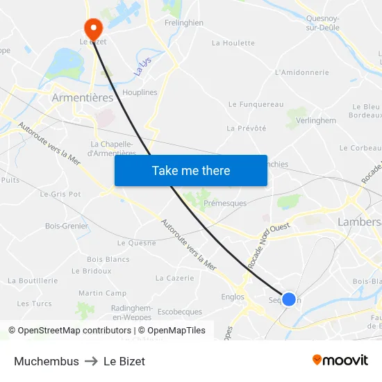 Muchembus to Le Bizet map