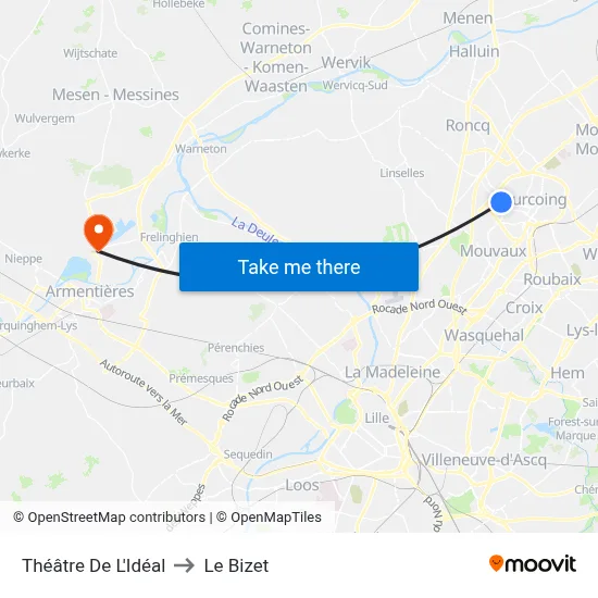 Théâtre De L'Idéal to Le Bizet map