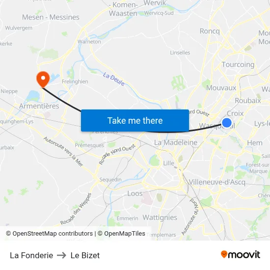 La Fonderie to Le Bizet map
