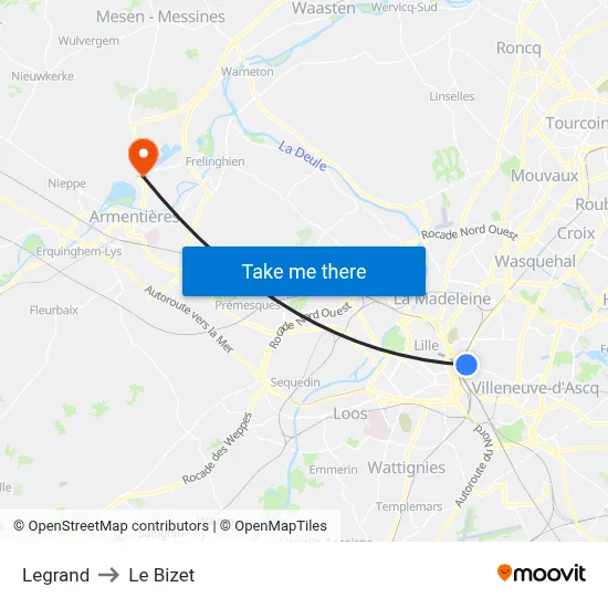 Legrand to Le Bizet map