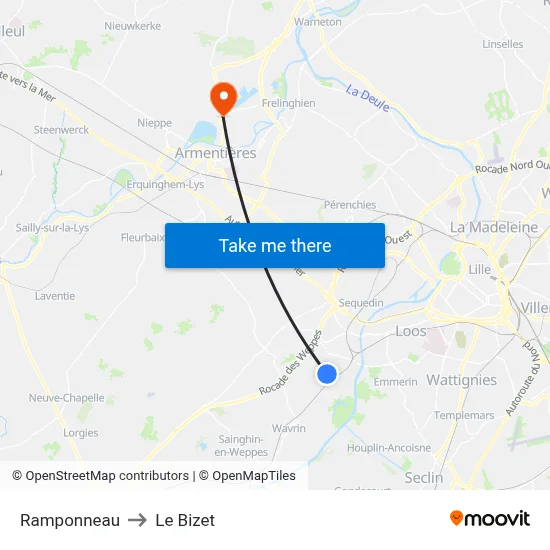 Ramponneau to Le Bizet map