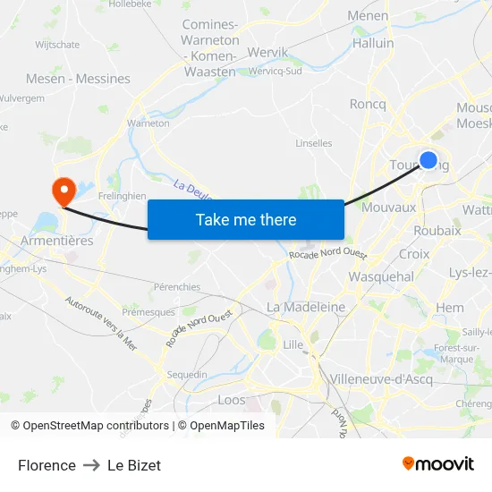 Florence to Le Bizet map